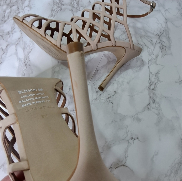 Steve Madden Slithur Blush Caged Sandal Nubuck Heels Size 8 - Picture 13 of 16
